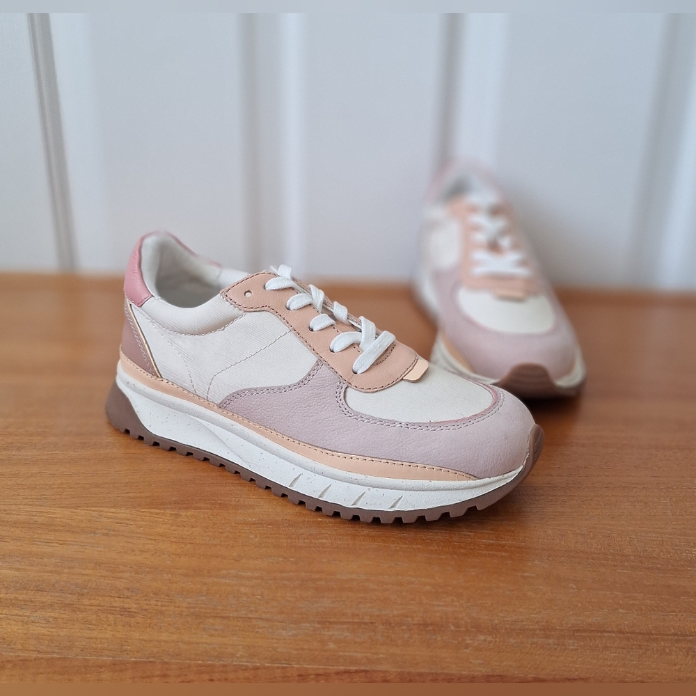 Madewell Kickoff Platform Sneakers Lace Up Pink Colorblock Suede Womens 5.5 NEW